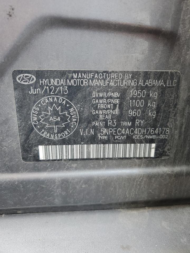 2013 Hyundai Sonata Se VIN: 5NPEC4AC4DH764178 Lot: 61338465