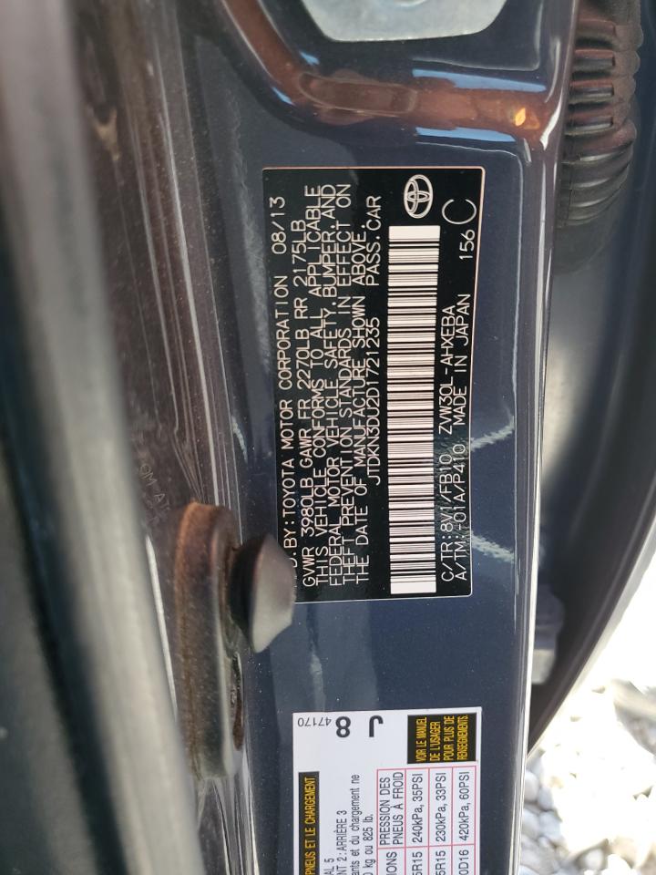 2013 Toyota Prius VIN: JTDKN3DU2D1721235 Lot: 66930795