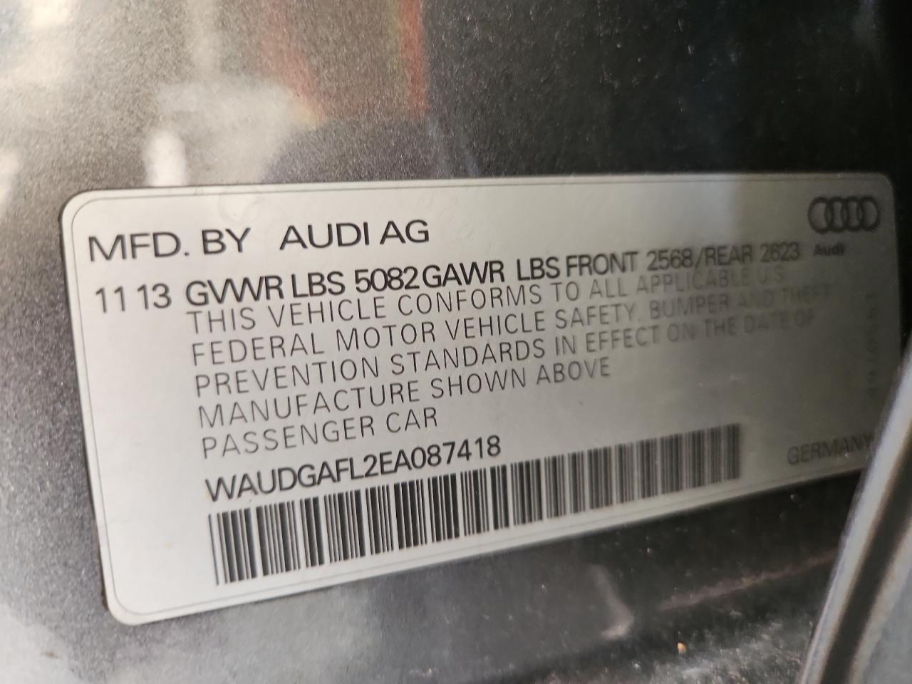 2014 Audi S4 Premium Plus VIN: WAUDGAFL2EA087418 Lot: 64899645