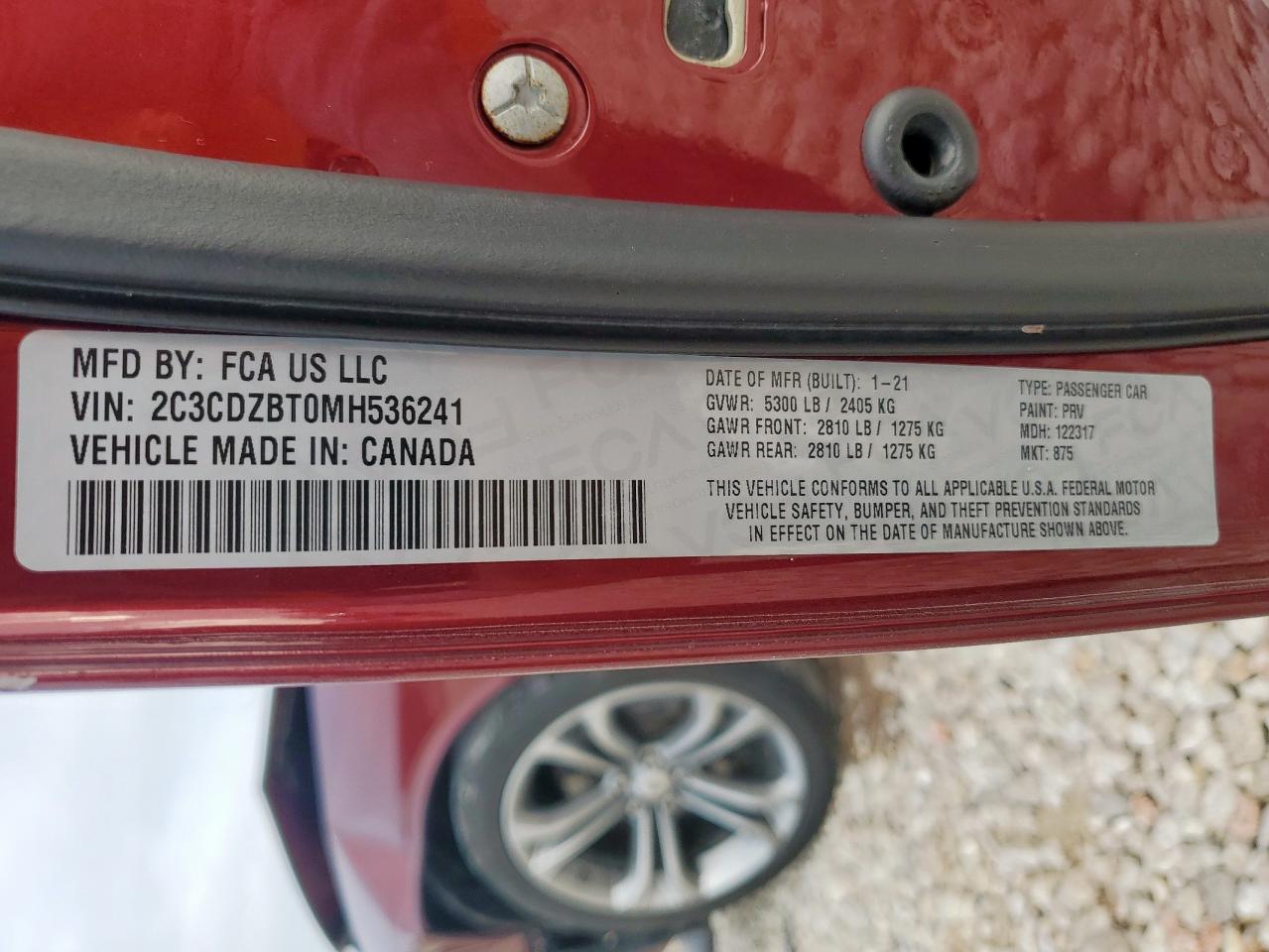 2021 Dodge Challenger R/T VIN: 2C3CDZBT0MH536241 Lot: 64955885