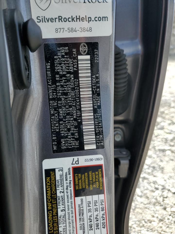 4t1bf1fk4fu062102 4T1BF1FK4FU062102 2015 Toyota Camry Le
