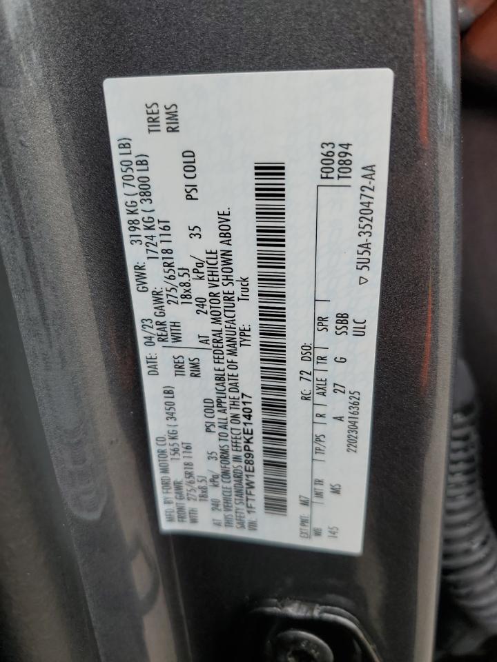 2023 Ford F150 Supercrew VIN: 1FTFW1E89PKE14017 Lot: 65200255