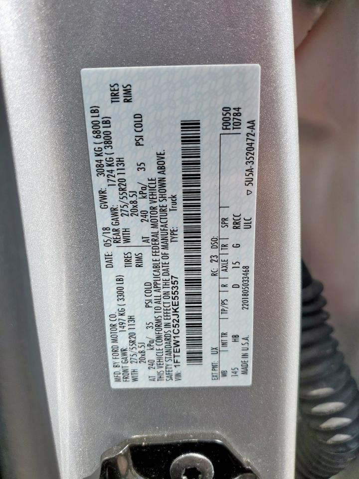 2018 Ford F150 Supercrew VIN: 1FTEW1C52JKE55357 Lot: 65442215