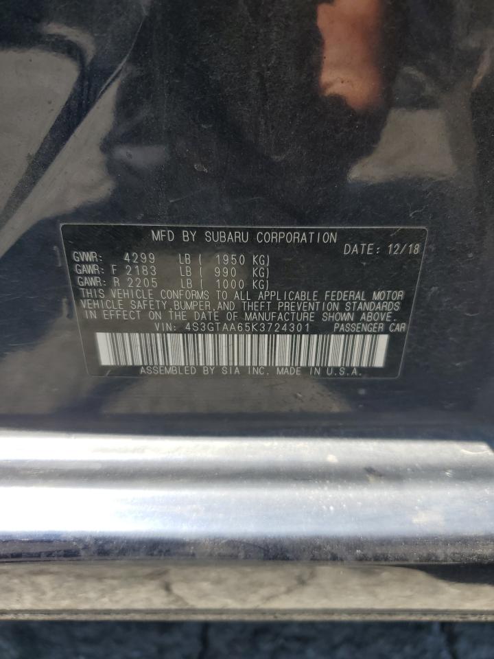 2019 Subaru Impreza VIN: 4S3GTAA65K3724301 Lot: 62013555