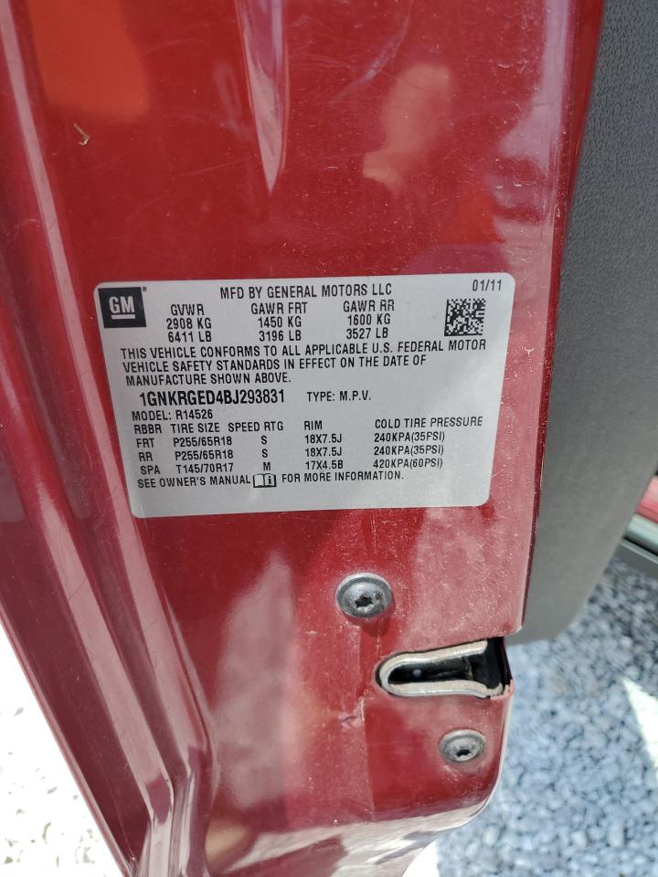 2011 Chevrolet Traverse Lt VIN: 1GNKRGED4BJ293831 Lot: 66707925