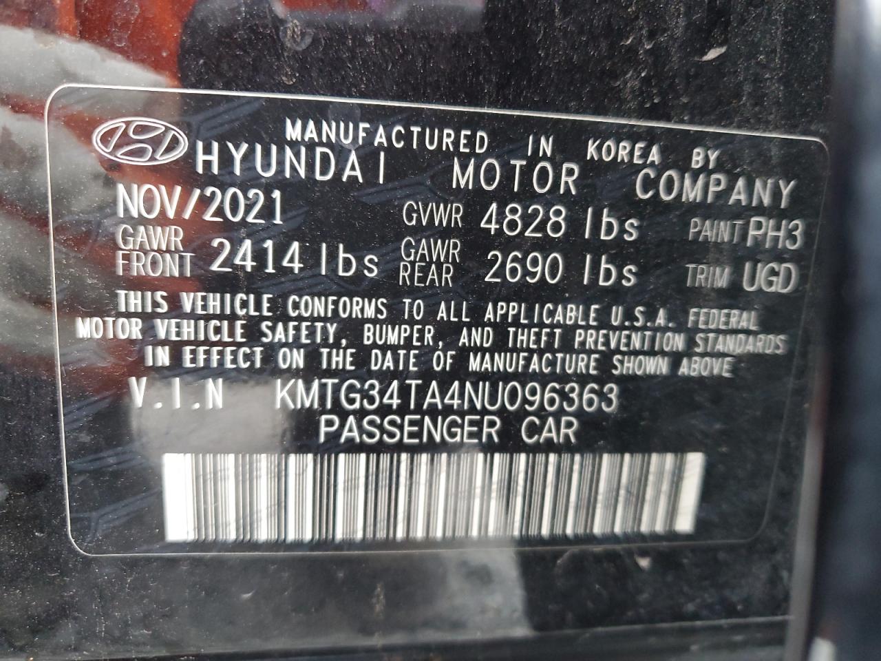 2022 Genesis G70 Base VIN: KMTG34TA4NU096363 Lot: 65096035