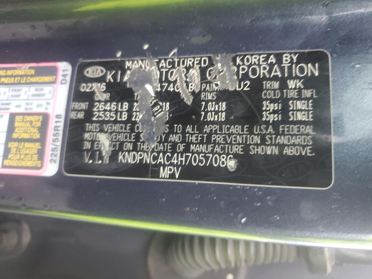 2017 Kia Sportage Ex VIN: KNDPNCAC4H7057086 Lot: 64095215
