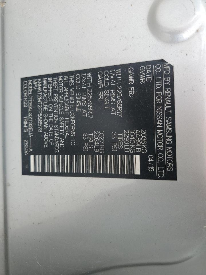 2015 Nissan Rogue S VIN: KNMAT2MT2FP558573 Lot: 63077475