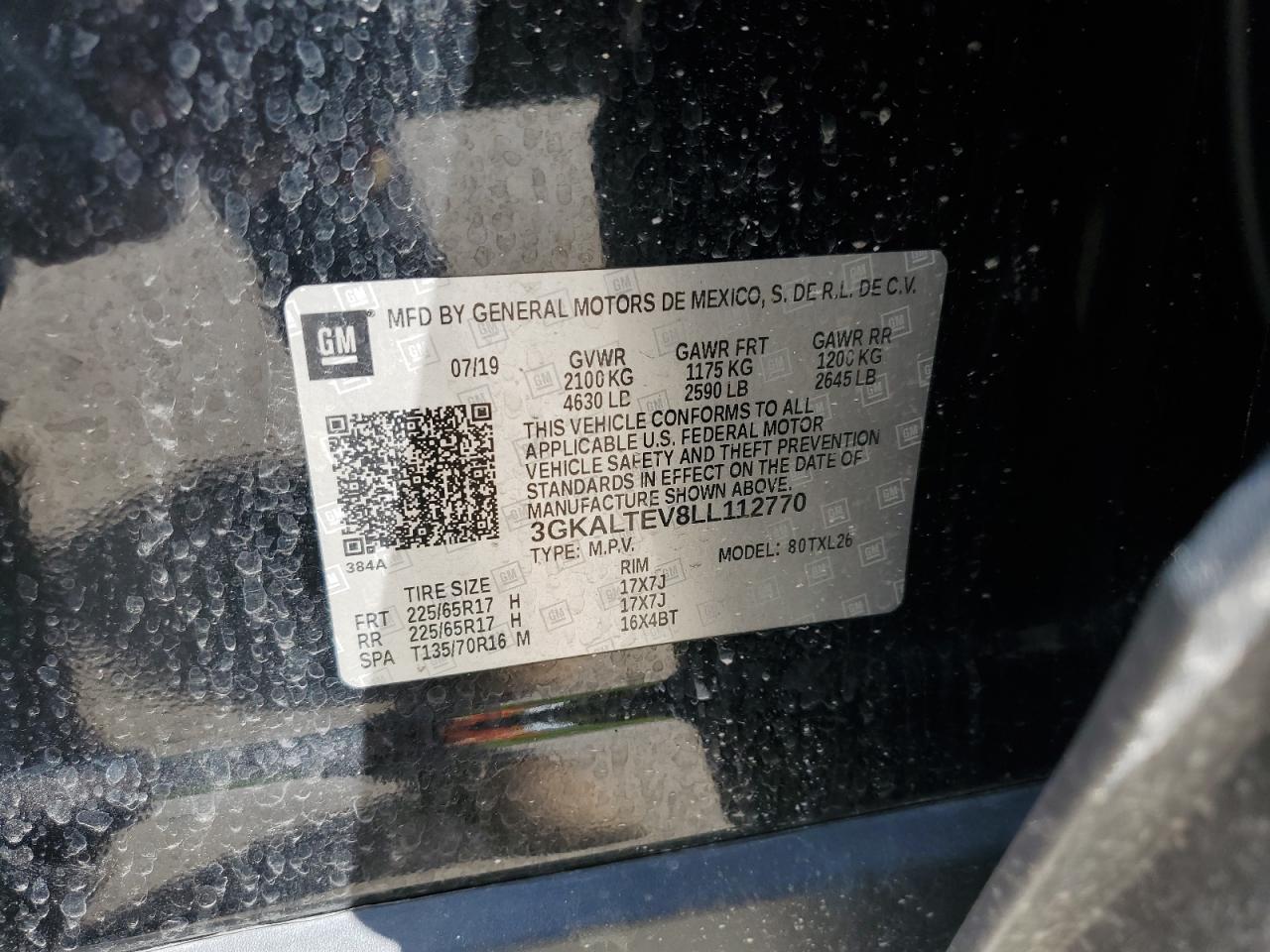 2020 GMC Terrain Sle VIN: 3GKALTEV8LL112770 Lot: 65323985
