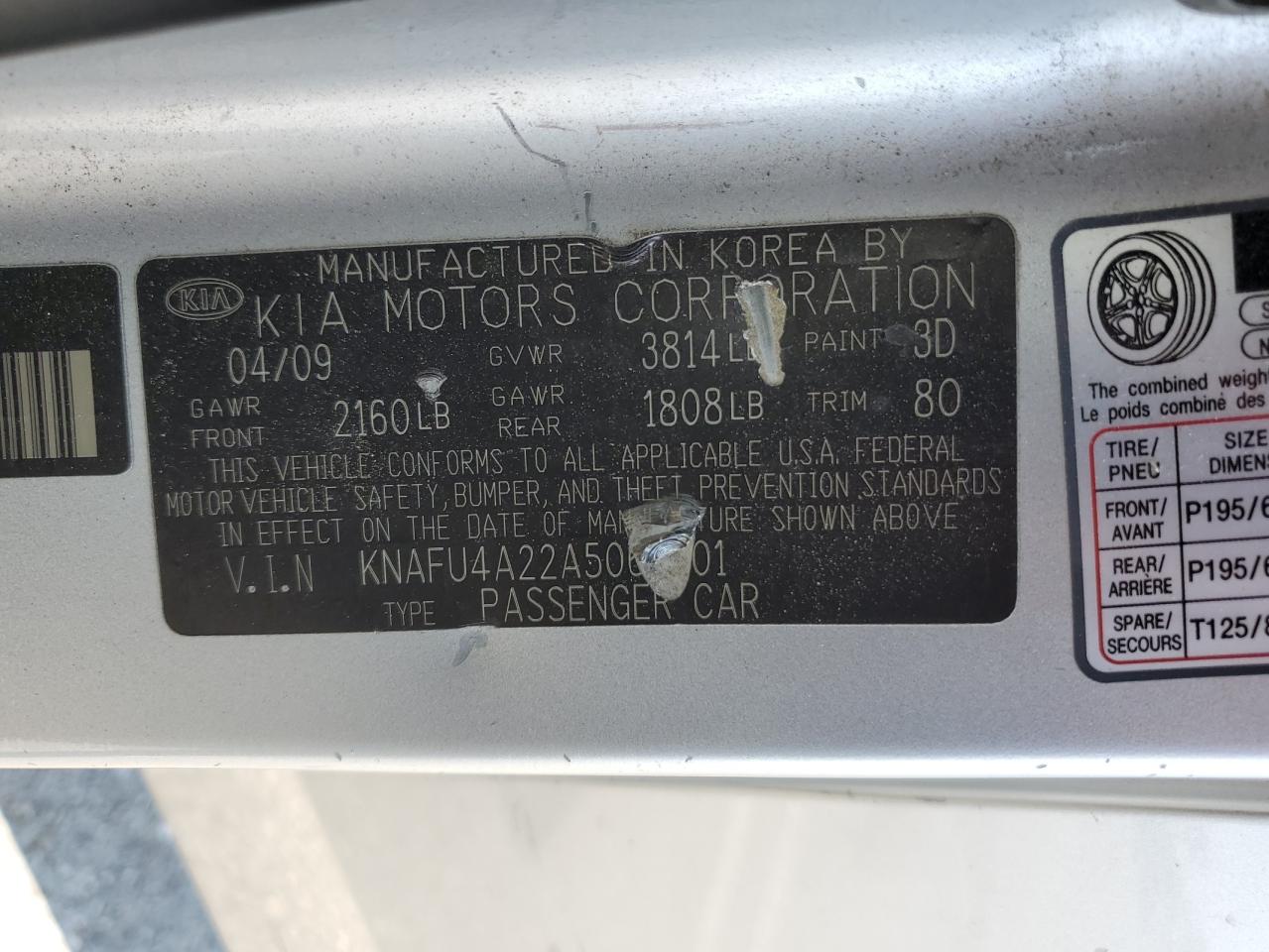 2010 Kia Forte Ex VIN: KNAFU4A22A5060501 Lot: 65004545