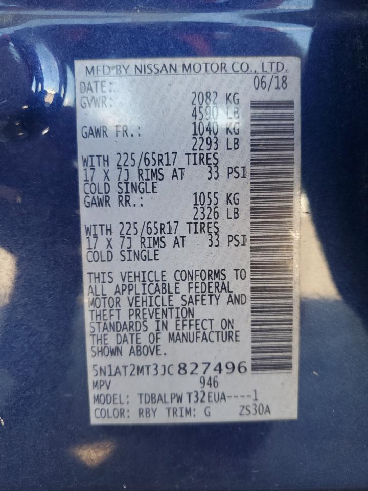 5N1AT2MT3JC827496 2018 Nissan Rogue S