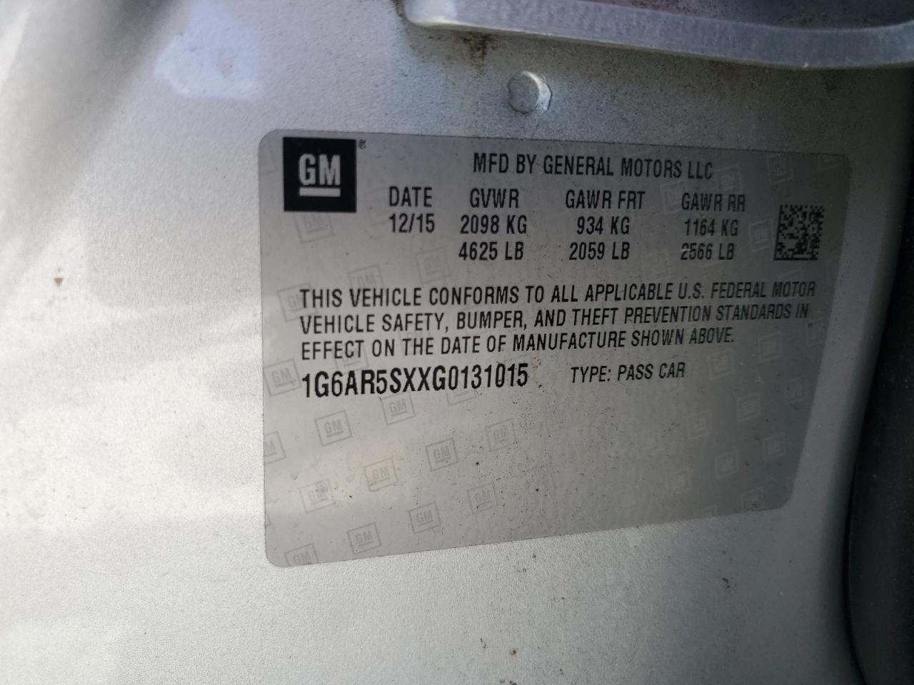 2016 Cadillac Cts Luxury Collection VIN: 1G6AR5SXXG0131015 Lot: 66367295