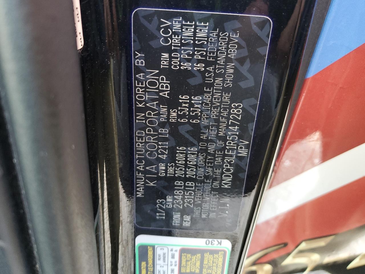 2024 Kia Niro Lx VIN: KNDCP3LE1R5147283 Lot: 63279695