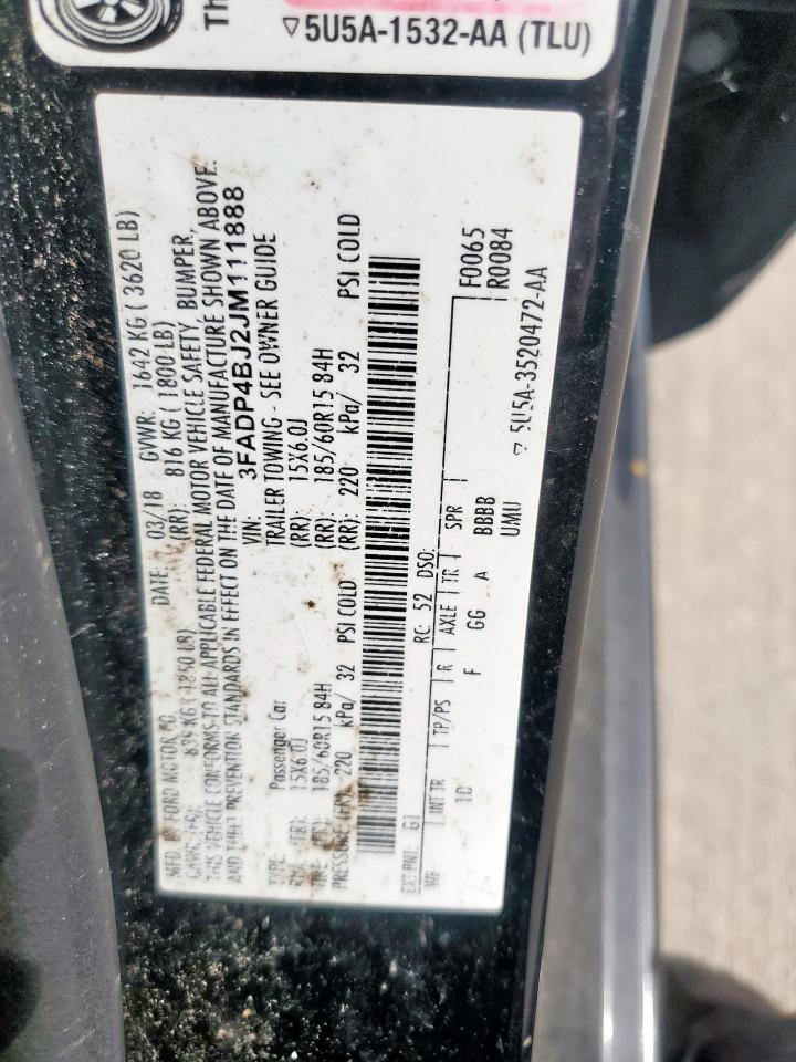 2018 Ford Fiesta Se VIN: 3FADP4BJ2JM111888 Lot: 63047845