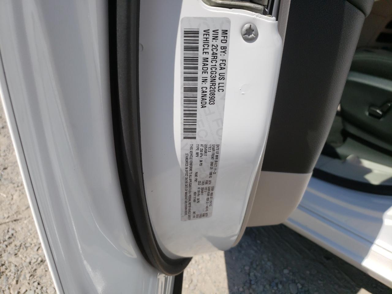 2c4rc1cg3nr208903 2C4RC1CG3NR208903 2022 Chrysler Voyager Lx