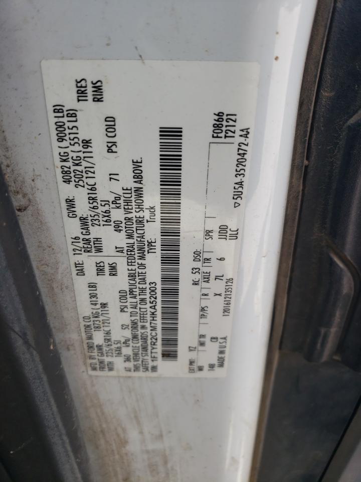 2017 Ford Transit Van T-250 Me VIN: 1FTYR2CM7HKA52003 Lot: 63699775