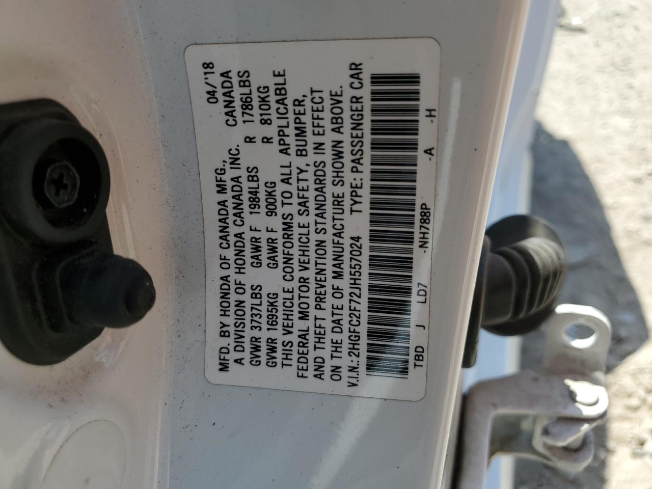 2018 Honda Civic Ex VIN: 2HGFC2F72JH557024 Lot: 65004025