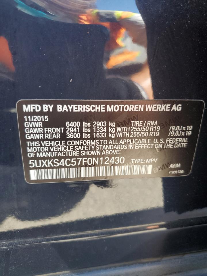 2015 BMW X5 xDrive35D VIN: 5UXKS4C57F0N12430 Lot: 63127145