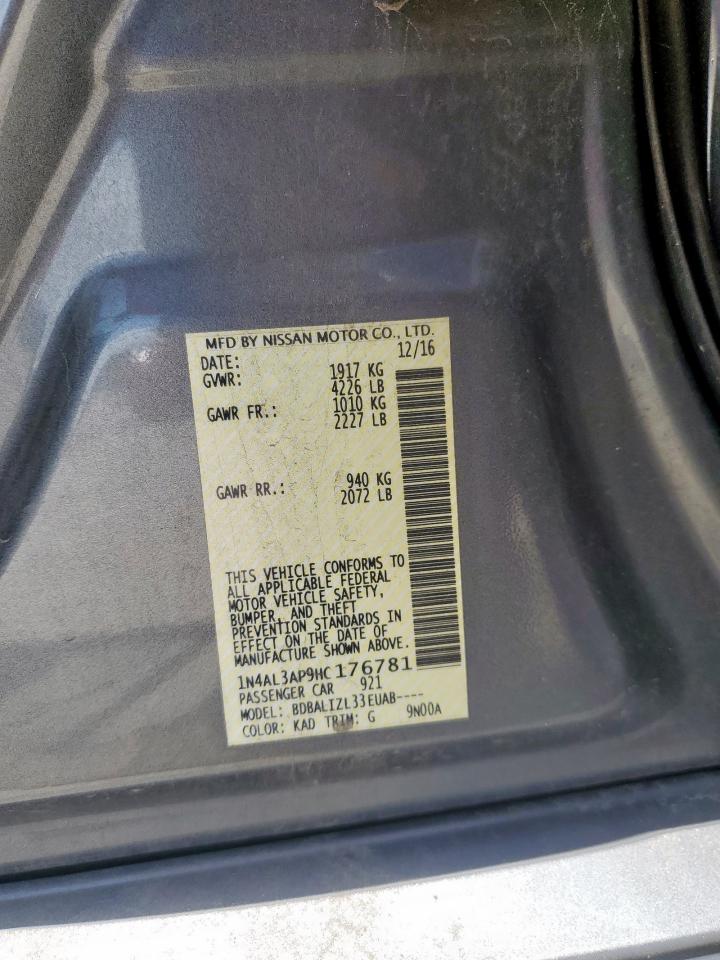2017 Nissan Altima 2.5 VIN: 1N4AL3AP9HC176781 Lot: 65122365