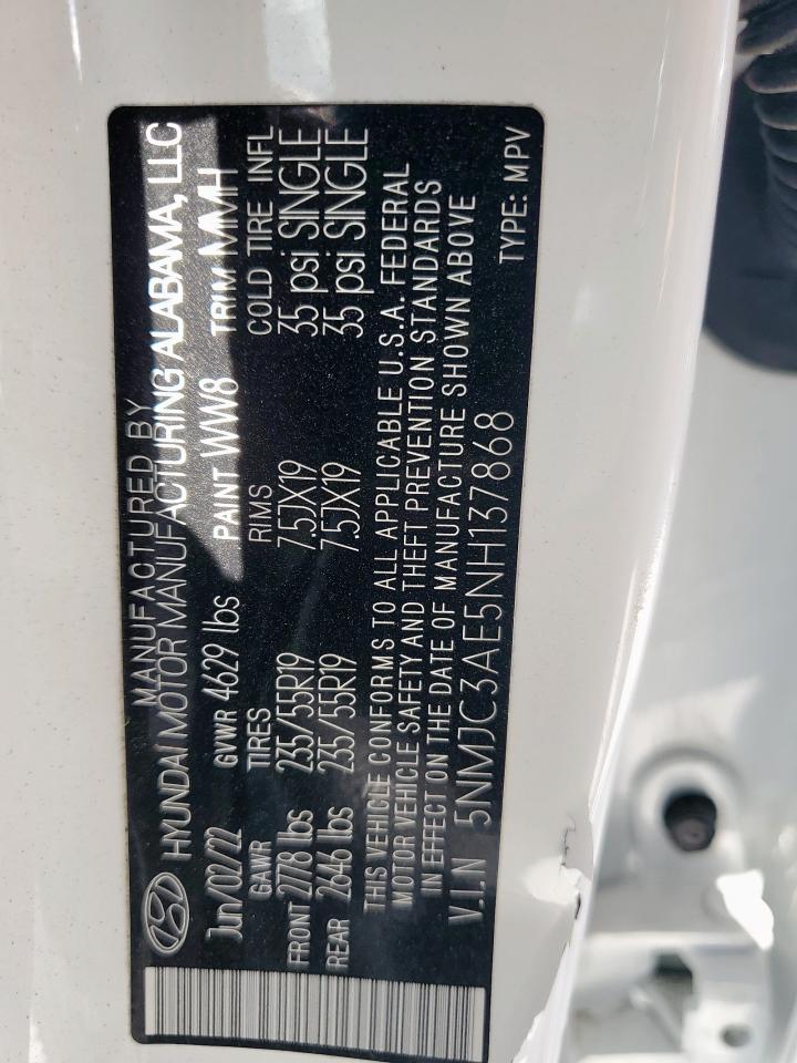 5nmjc3ae5nh137868 5NMJC3AE5NH137868 2022 Hyundai Tucson Sel