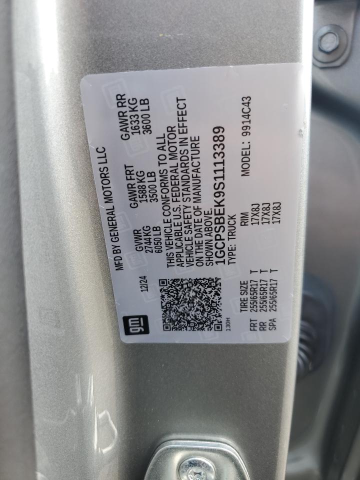 2025 Chevrolet Colorado VIN: 1GCPSBEK9S1113389 Lot: 64685685