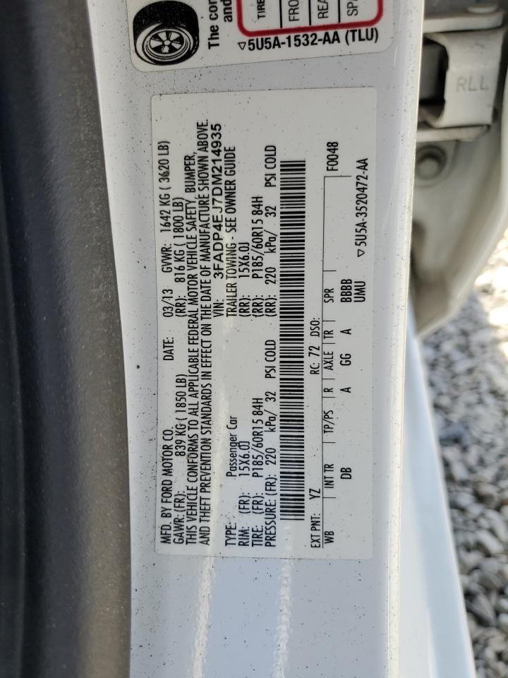 2013 Ford Fiesta Se VIN: 3FADP4EJ7DM214935 Lot: 65479135