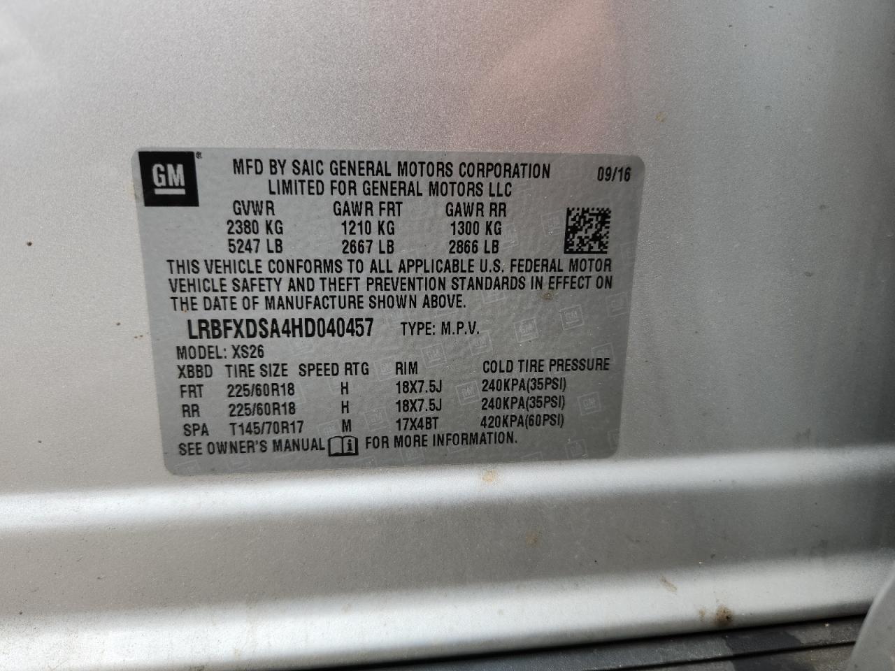 2017 Buick Envision Essence VIN: LRBFXDSA4HD040457 Lot: 63809105