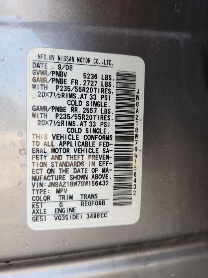 JN8AZ18W79W156432 2009 Nissan Murano S