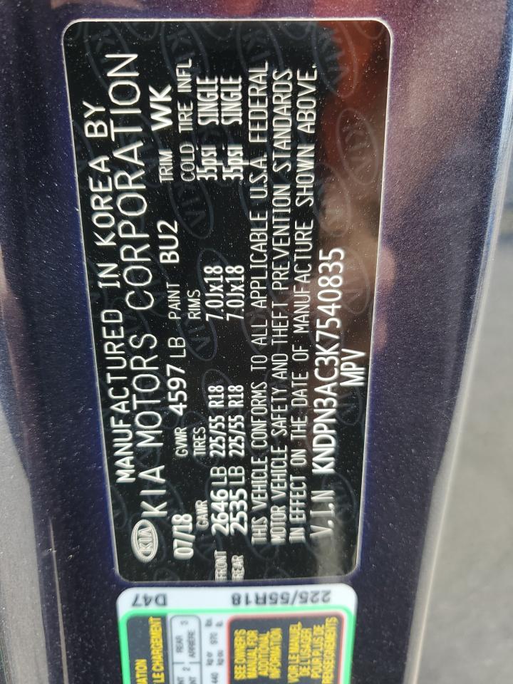 2019 Kia Sportage Ex VIN: KNDPN3AC3K7540835 Lot: 64699905