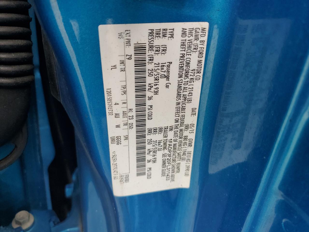 2015 Ford Focus Se VIN: 1FADP3F20FL311433 Lot: 65074465
