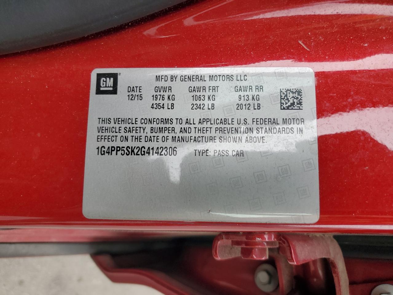 2016 Buick Verano VIN: 1G4PP5SK2G4142306 Lot: 64437765