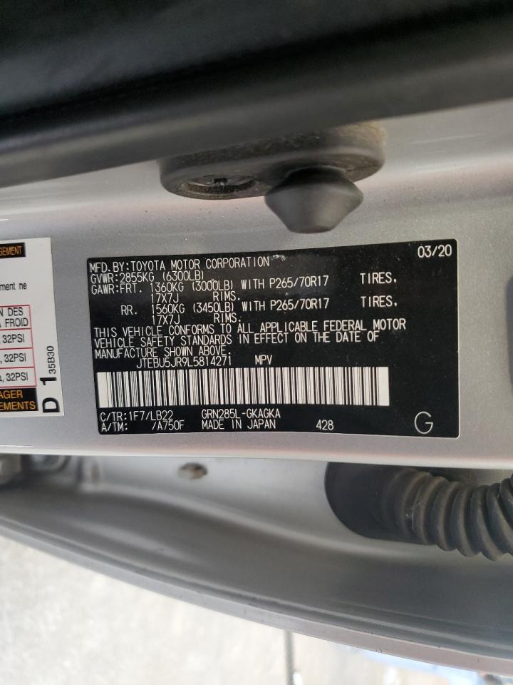 2020 Toyota 4Runner Sr5/Sr5 Premium VIN: JTEBU5JR9L5814271 Lot: 66524215