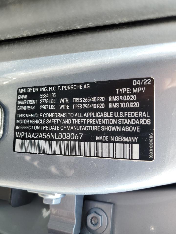 2022 Porsche Macan VIN: WP1AA2A56NLB08067 Lot: 63630045