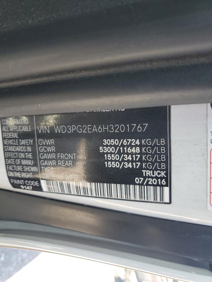 2017 Mercedes-Benz Metris VIN: WD3PG2EA6H3201767 Lot: 62707745