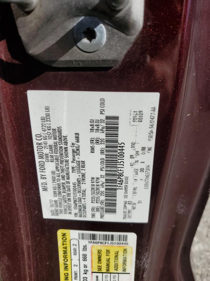 2018 Ford Mustang Gt VIN: 1FA6P8CF1J5100445 Lot: 65476075