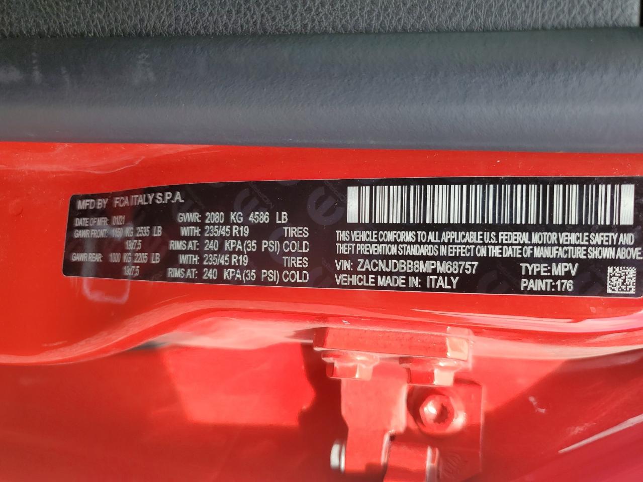 2021 Jeep Renegade Latitude VIN: ZACNJDBB8MPM68757 Lot: 64491365