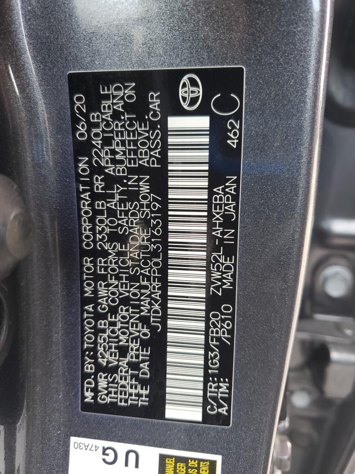 2020 Toyota Prius Prime Le VIN: JTDKARFP0L3163197 Lot: 65468565