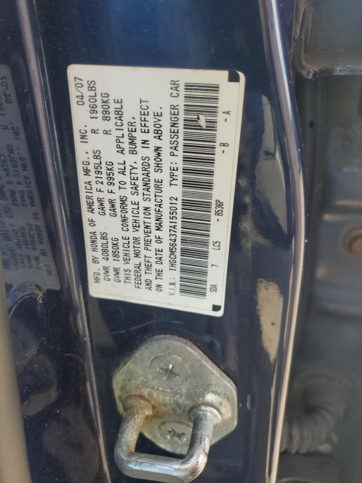 2007 Honda Accord Lx VIN: 1HGCM56437A155012 Lot: 66833125