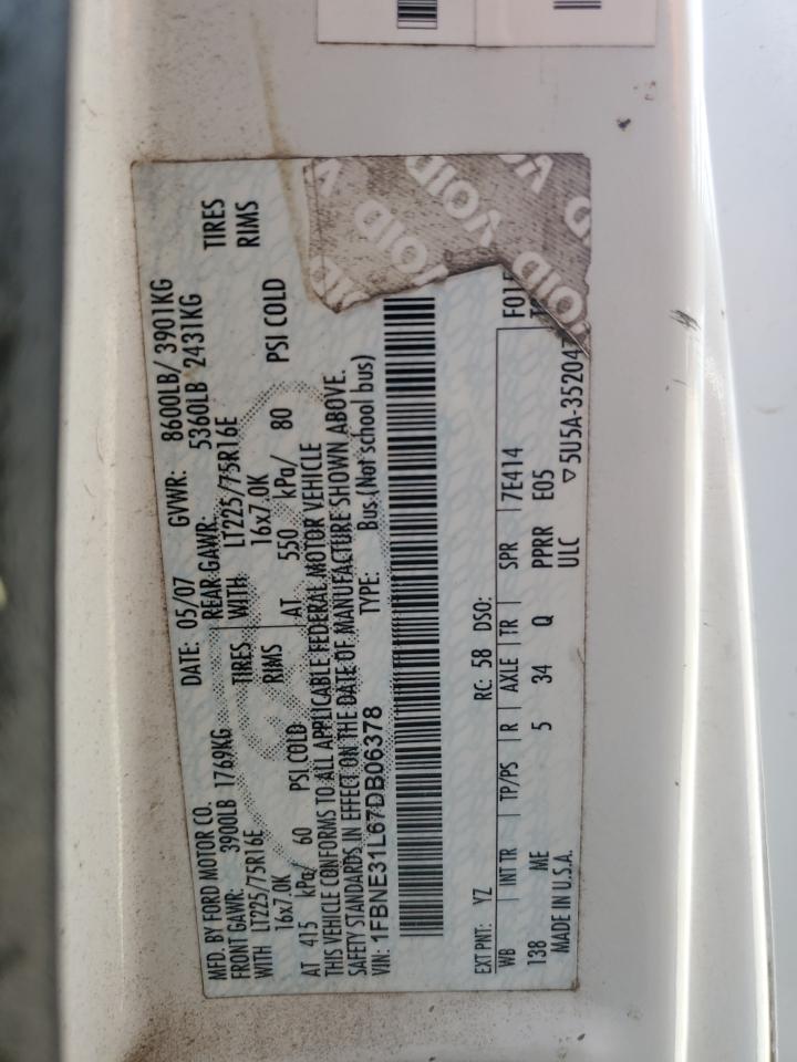 2007 Ford Econoline E350 Super Duty Wagon VIN: 1FBNE31L57DB06378 Lot: 64803695