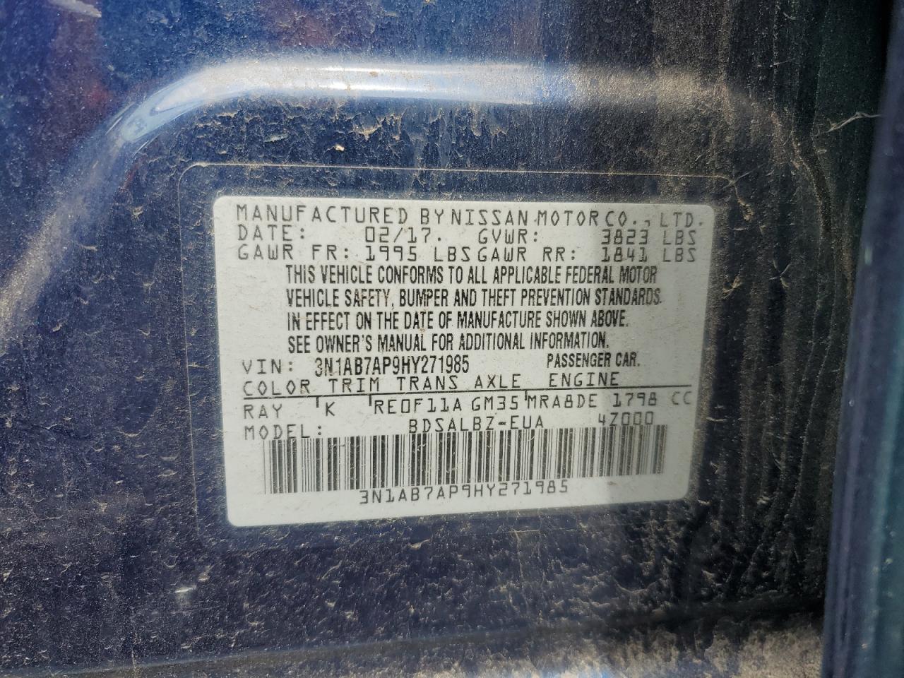 2017 Nissan Sentra S VIN: 3N1AB7AP9HY271985 Lot: 64900845
