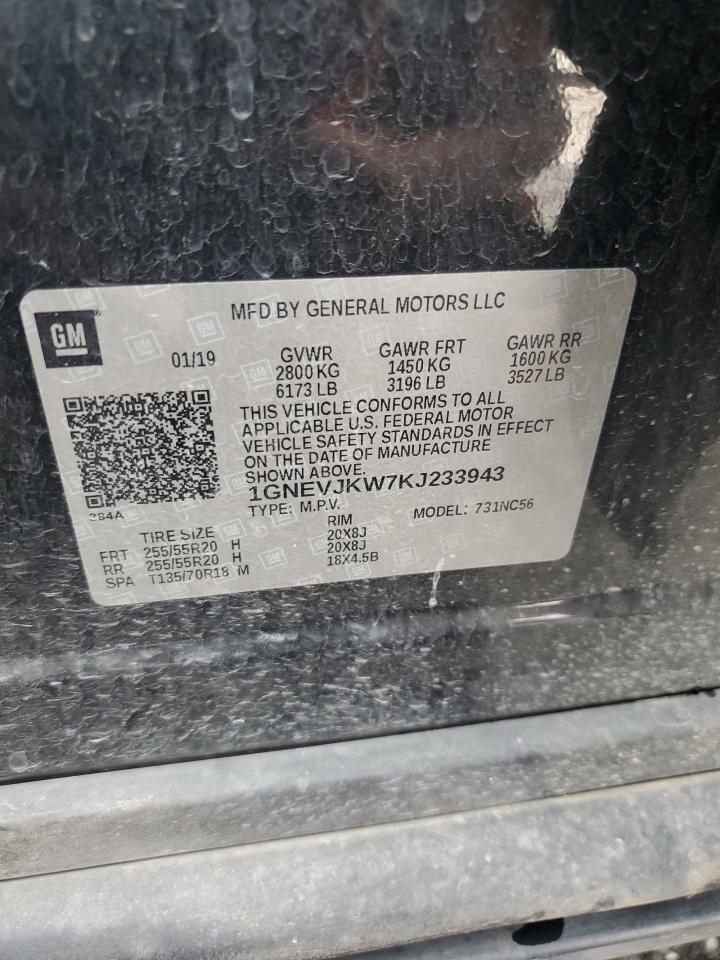 2019 Chevrolet Traverse High Country VIN: 1GNEVJKW7KJ233943 Lot: 64563045