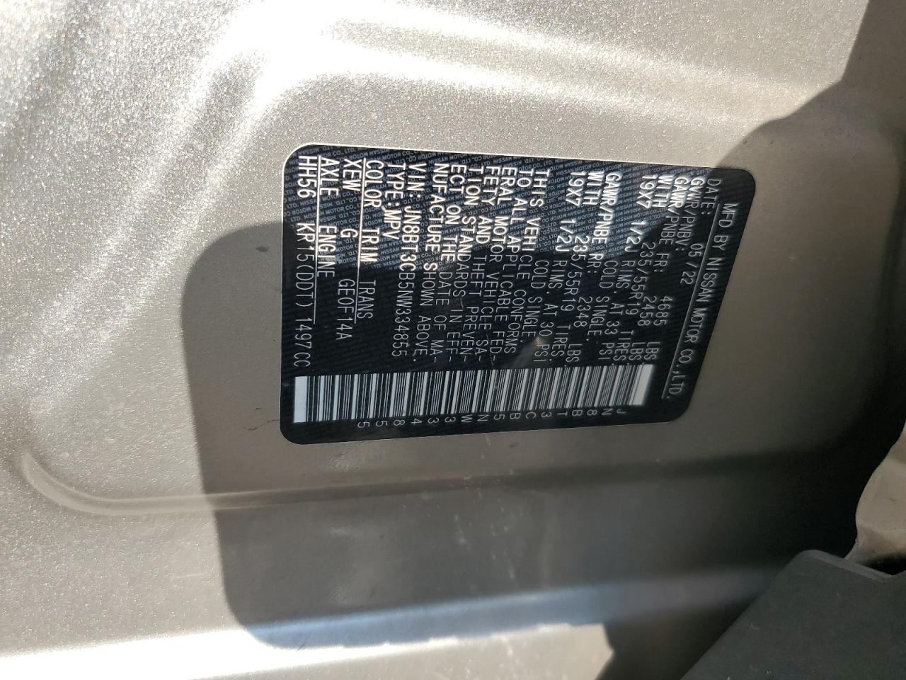 2022 Nissan Rogue Sl VIN: JN8BT3CB5NW334855 Lot: 63226615