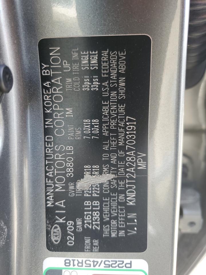 2010 Kia Soul + VIN: KNDJT2A28A7031917 Lot: 64587025