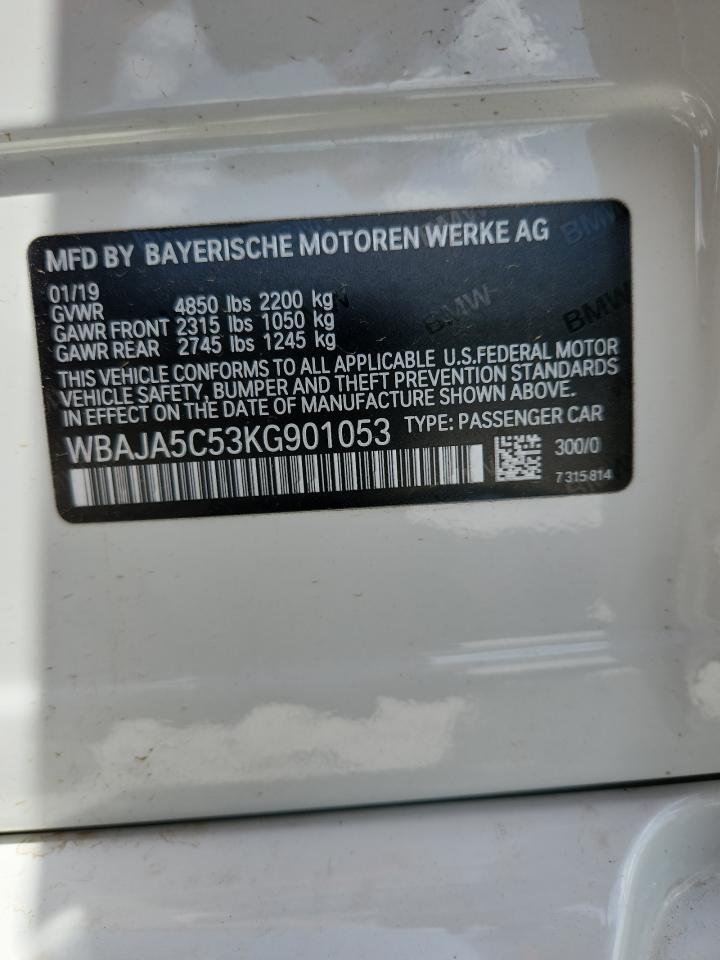 2019 BMW 530 I VIN: WBAJA5C53KG901053 Lot: 63470525