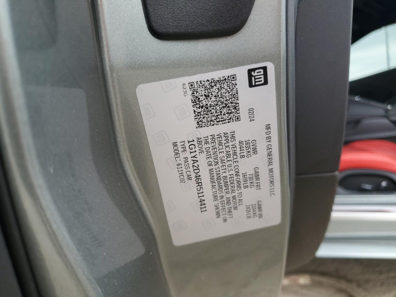 2024 Chevrolet Corvette Stingray 1Lt VIN: 1G1YA2D46R5114411 Lot: 63754525