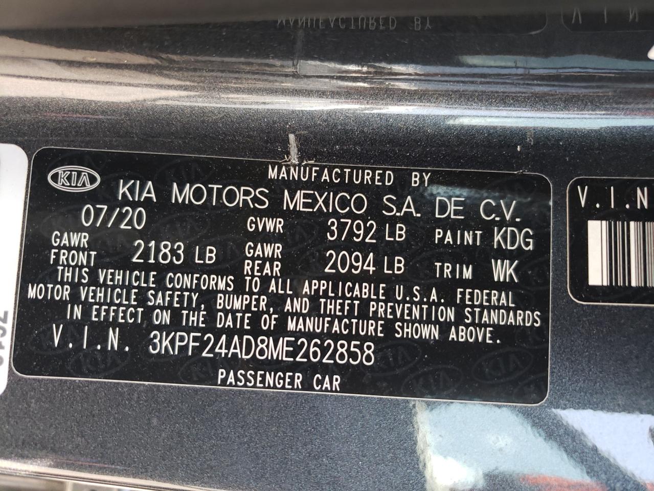 3KPF24AD8ME262858 2021 Kia Forte Fe