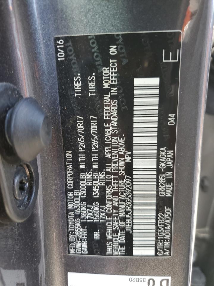 2016 Toyota 4Runner Sr5/Sr5 Premium VIN: JTEBU5JR3G5392097 Lot: 63343485