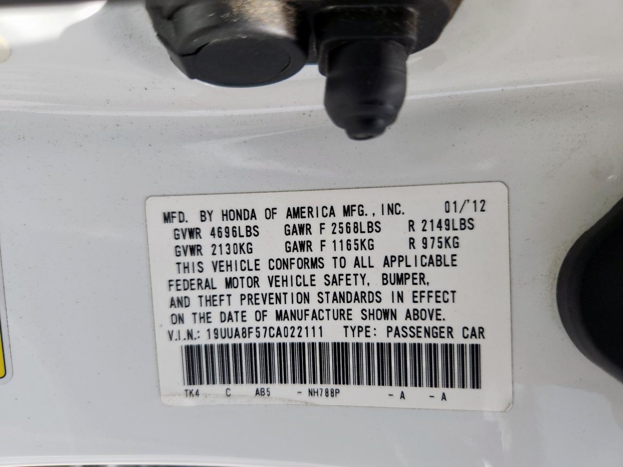 2012 Acura Tl VIN: 19UUA8F57CA022111 Lot: 64970295