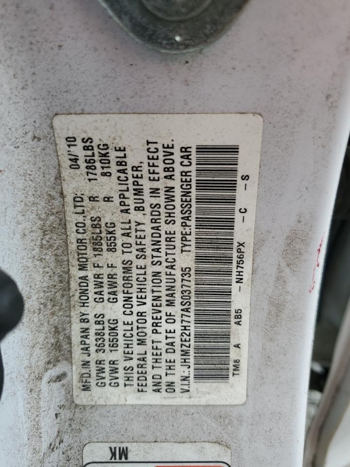 2010 Honda Insight Ex VIN: JHMZE2H77AS037735 Lot: 62808955