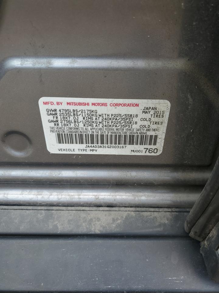2016 Mitsubishi Outlander Se VIN: JA4AD3A31GZ003167 Lot: 63624705